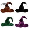 Full Color Matte Witch Hat for Women, Large Ruched Velvet Wizard Twisted Halloween Party Headwear Party, Cosplay Costume, Stage Performance Accessory