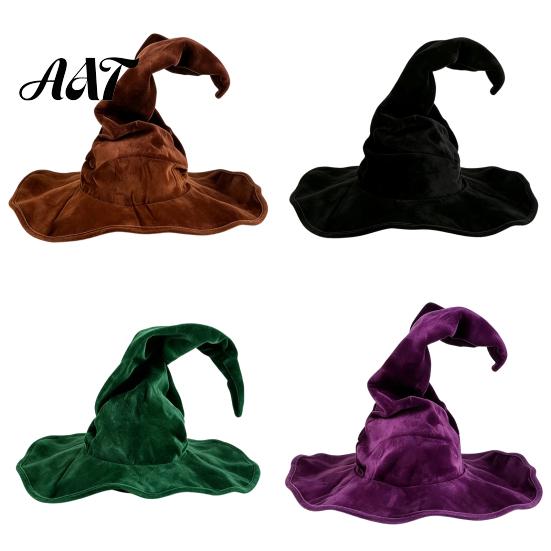 Full Color Matte Witch Hat for Women, Large Ruched Velvet Wizard Twisted Halloween Party Headwear Party, Cosplay Costume, Stage Performance Accessory