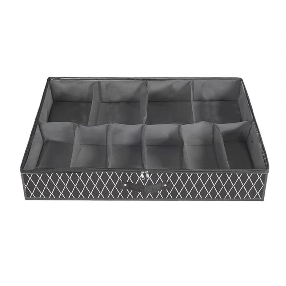 

Under Bed Shoe Organizer Smooth Zipper Dustproof Non Woven Fabric 10 Grids Soft Partition Underbed Shoes Container for Sneakers