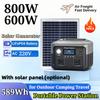 New 800W 589WH Portable Power Station 600W/800W Solar Generator Backup Power Bank for Outdoor Camping, Home Emergency, RV Travel
