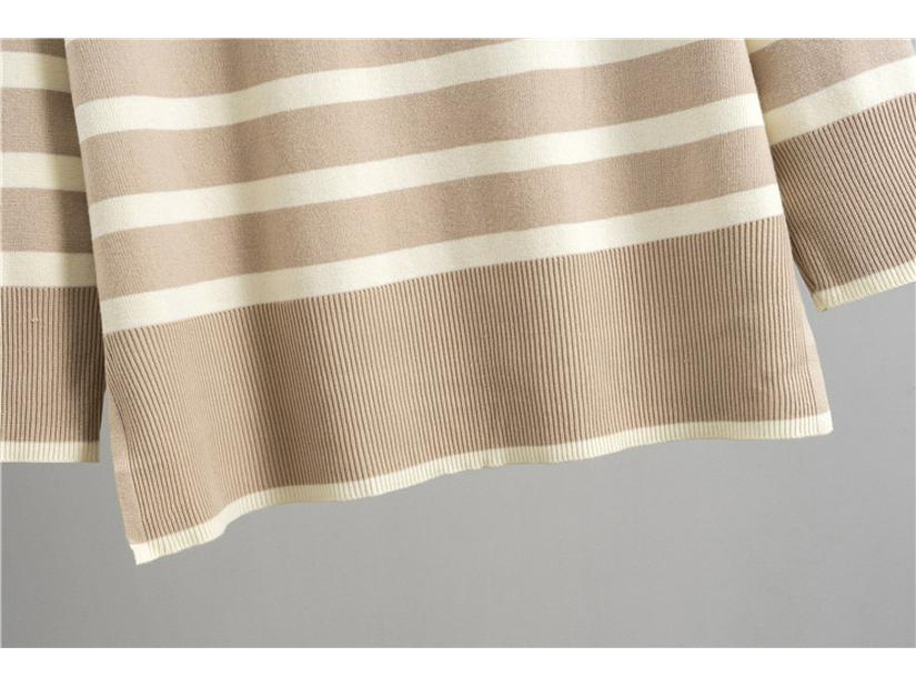 Women's Striped Knit Sweater & Wide-Leg Pants Casual Two-Piece Set for Autumn/Winter