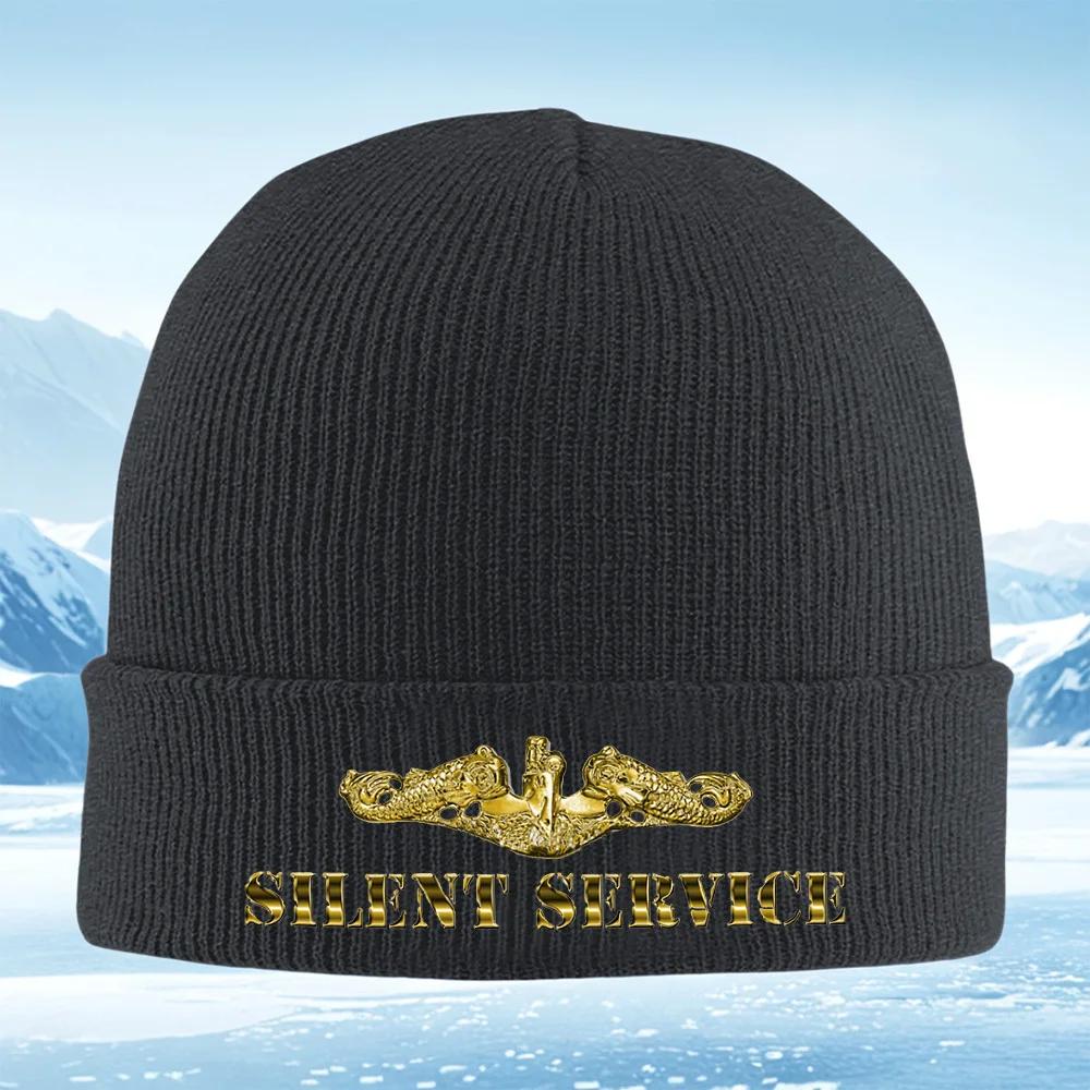 2026 Gold dolphins submarine service letters Men Women Unisex Knitted Hat Beanie Pullover Cap Winter Thermal Warm Christmas Outd
