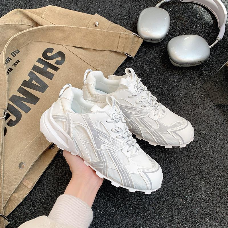 

Leather retro German training shoes women s 2025 summer new sports shoes platform-soled versatile mesh breathable lace-up running shoes 40 белый