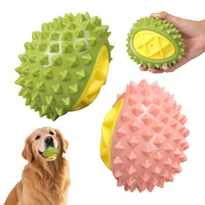 Squeaky Durian Dog Toy Spiky Durian Dog Chew Toy Teeth Cleaning Toy for Aggressive Chewers Outdoor Training Fetch Game