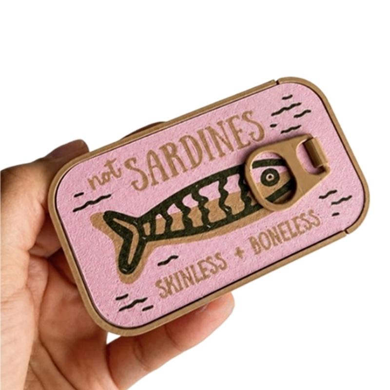 Estuche de Joyería de Viaje Estilo Lata de Sardinas Novedosa con Almacenamiento Compacto para Anillos, Pendientes de Botón, Pulseras y Collares