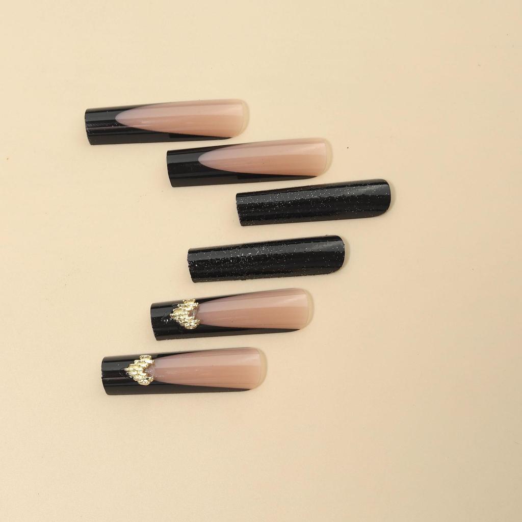 Flashy Extra Long Ballet False Nails with Stickers