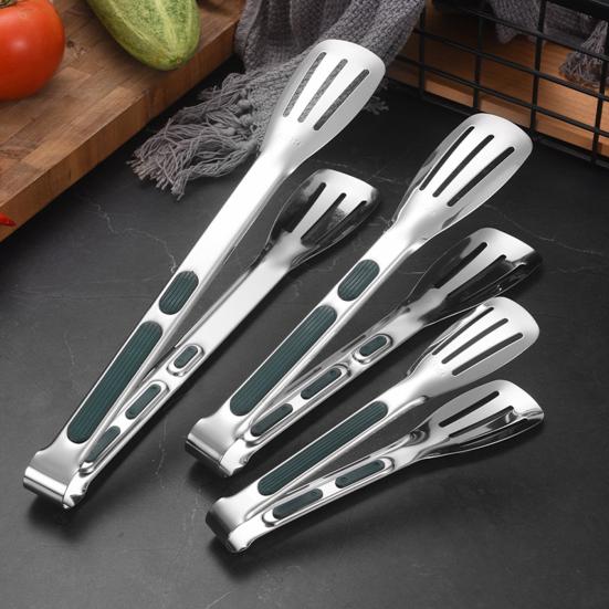 Stainless Steel Serving Tongs Heat Resistant Kitchen Tongs Non-Slip Food-Grade U-Shape Cooking Tongs for BBQ Buffet Bread Frying