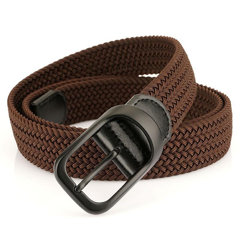 Simple All-matching Business Men s Belt Golf Elastic Knitted Canvas 105cm коричневый