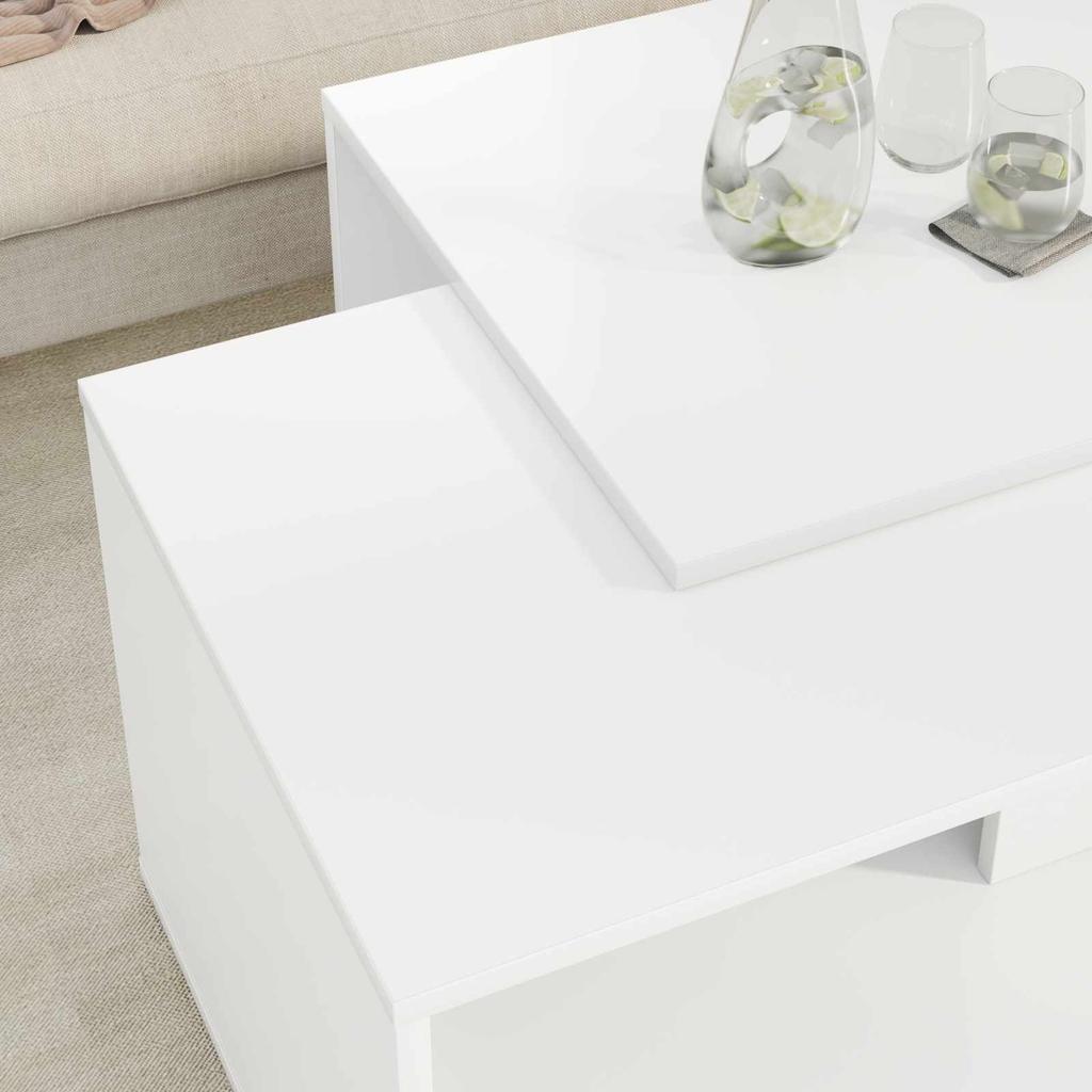 Coffee Table Set 2 pcs White Particleboard
