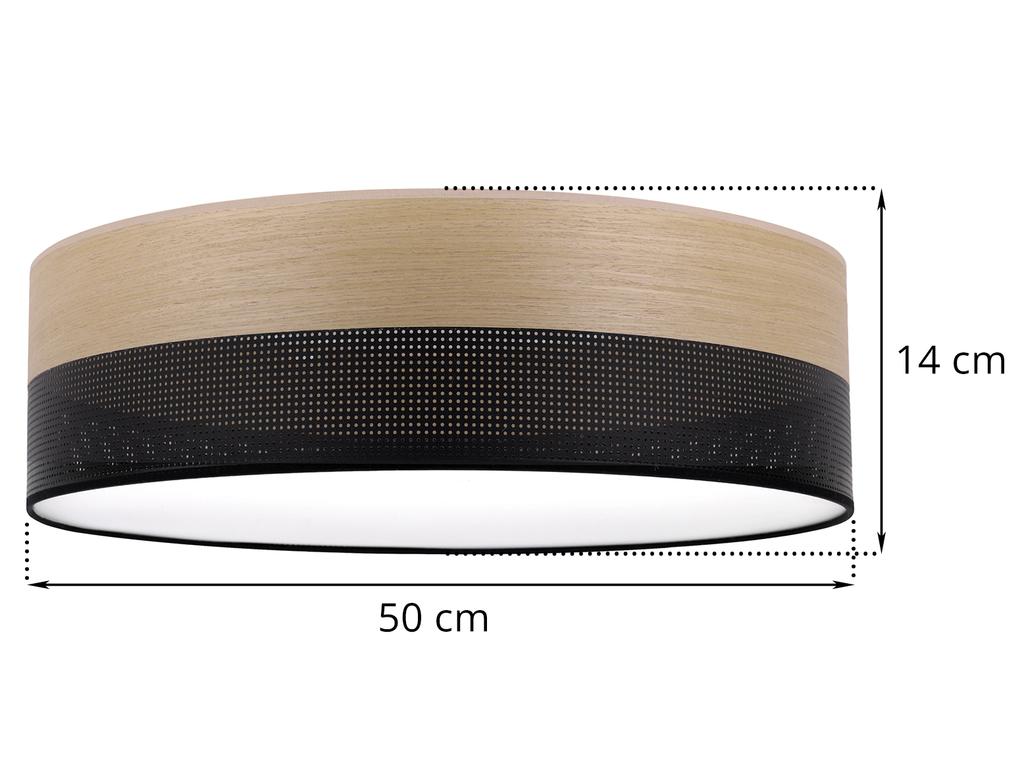 WOOD PLEXI CEILING LAMP BLACK 50CM GOLDEN OAK