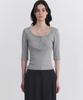 ANDNEEDS Kaylee 3/4 Henry Neck Tee (Melange Gray)