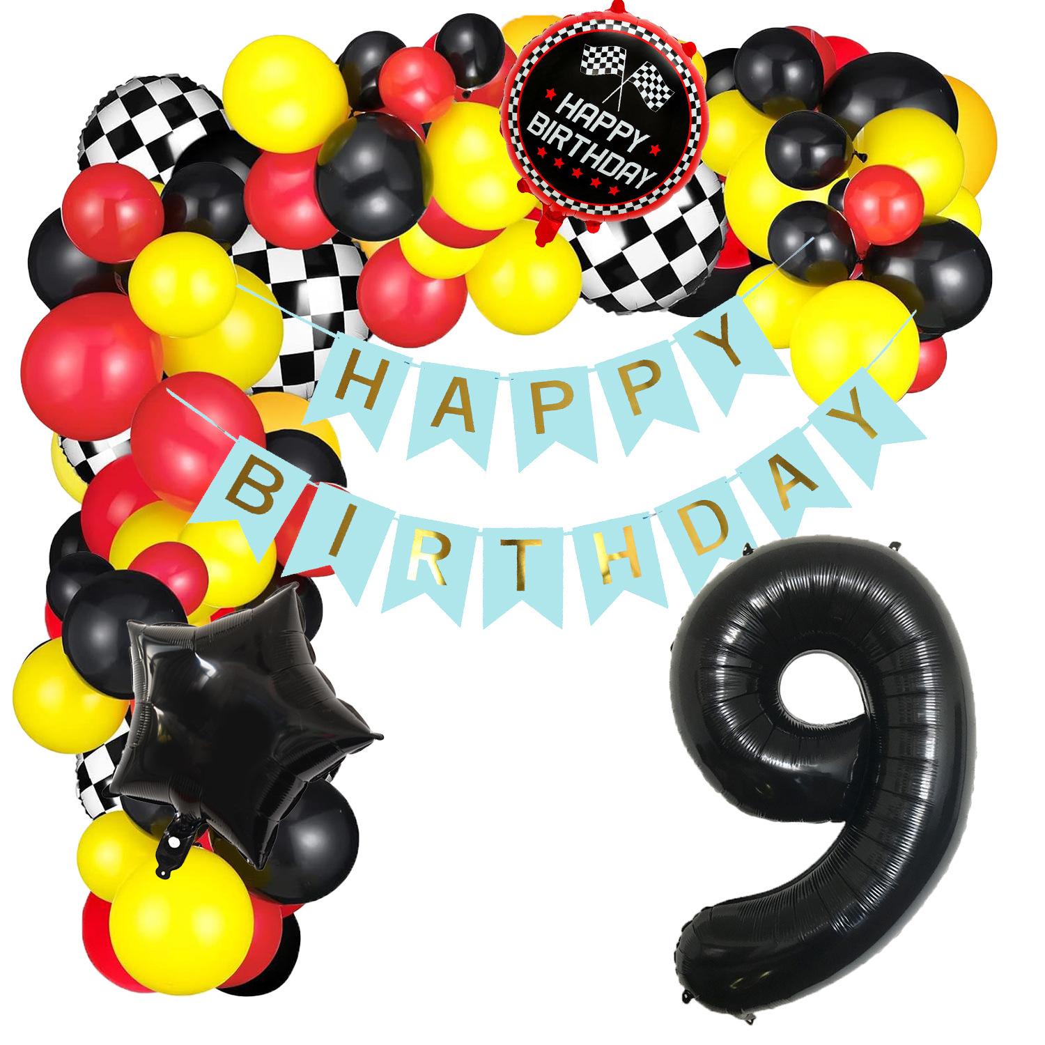 

Racing Theme Birthday Balloon 32 Inch Digital Balloon Wreath Set Party Decoration Supplies Racing theme number 9 set