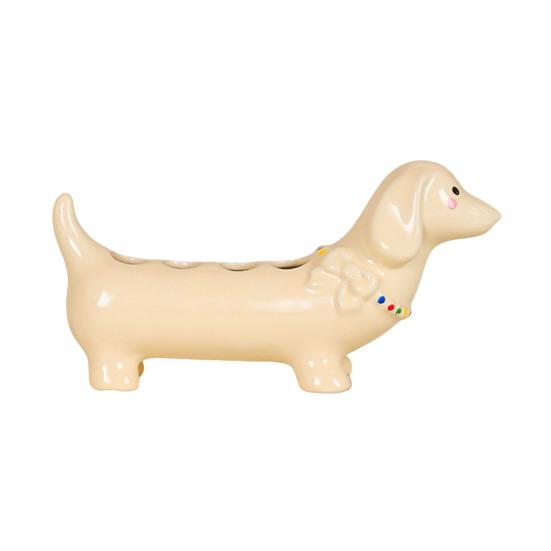 Toothbrush Holder Dachshund Shape Ceramic Multi-Slot Design Waterproof Bathroom Organizer Non-Slip Stable Base Manual Toothbrush