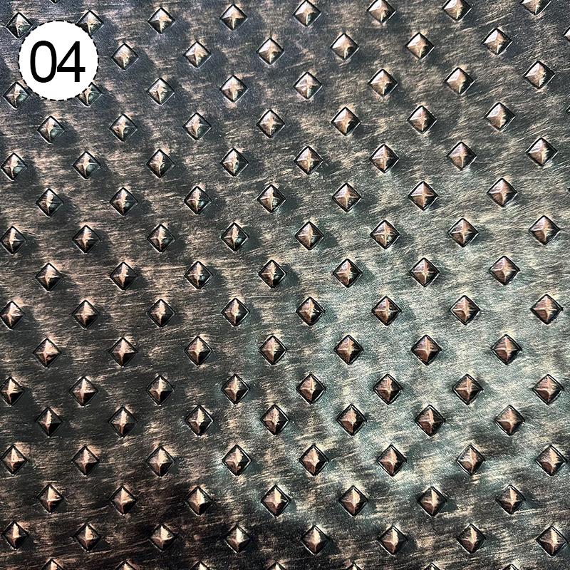 Retro Metallic Embossed Diamond Leather Fabric Hard Leather For Diy Clothes Armor Stage Costume Sliding Door Soft Bag Upholstery
