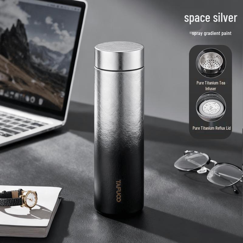 TAFUCO Pure Titanium Thermos Bottle with Tea Infuser