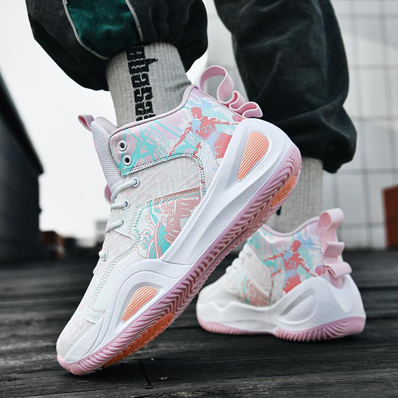 2025 new mandarin duck basketball shoes men's high-top youth student sports training running shoes