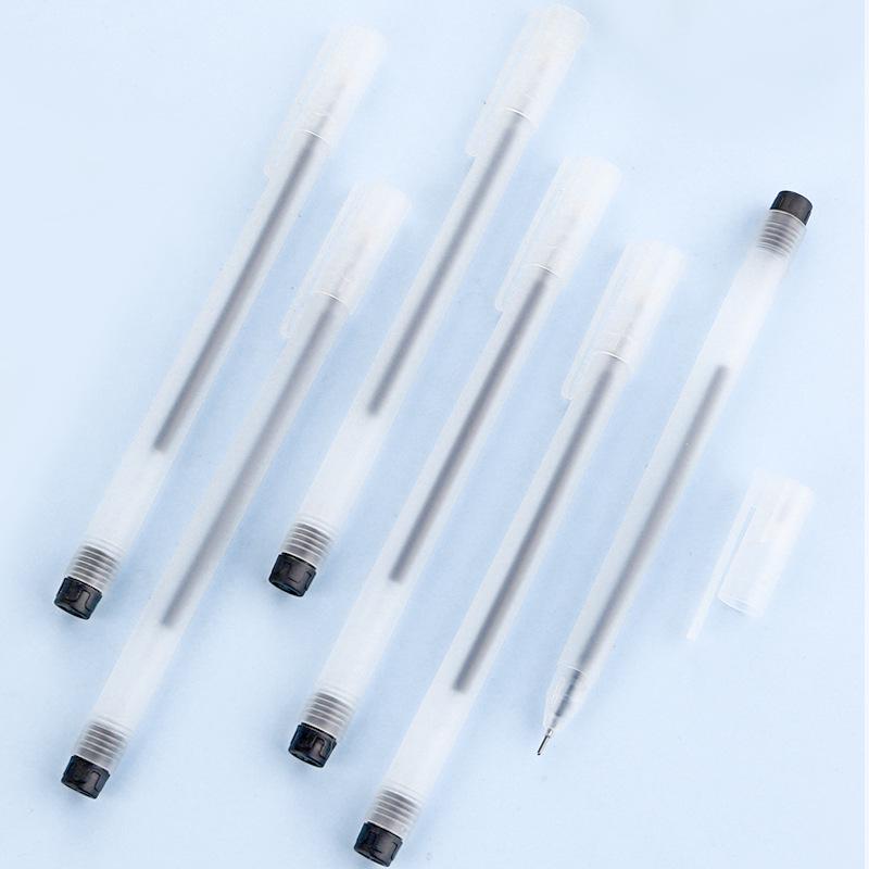 0.5mm Transparent Frosted Ballpoint Pen with Black Cap for Office & Exams