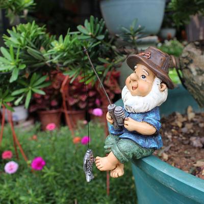 All Match Gnome Garden Pond Statue Stable Resin Fairy Fishing Gnome Figurine Outdoor Accessories