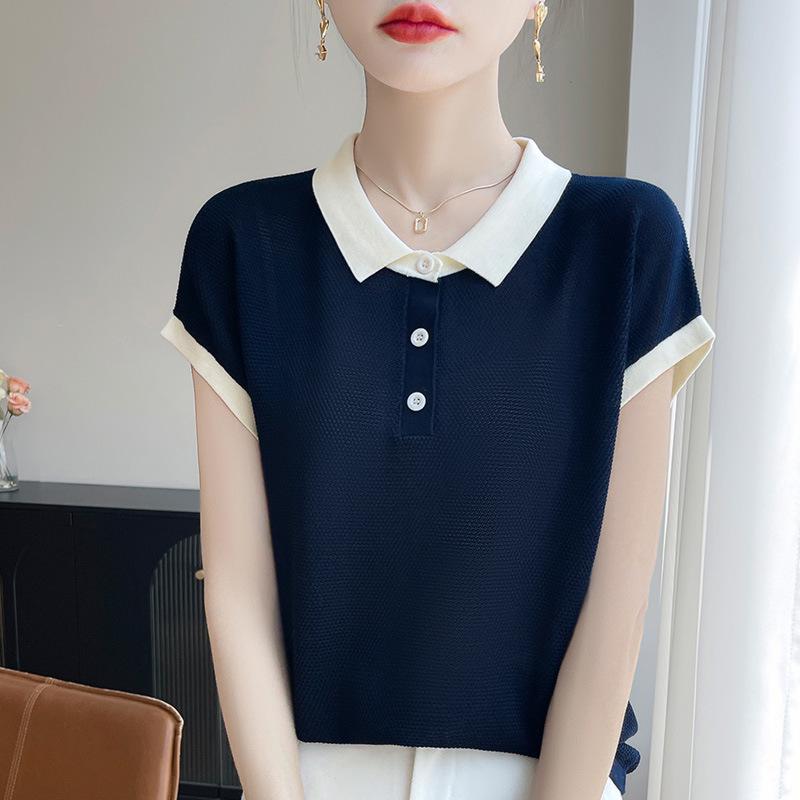 Women's Color Block Lyocell Tencel Knit Polo - Plus Size, Short Sleeve, Summer 2025 Collection