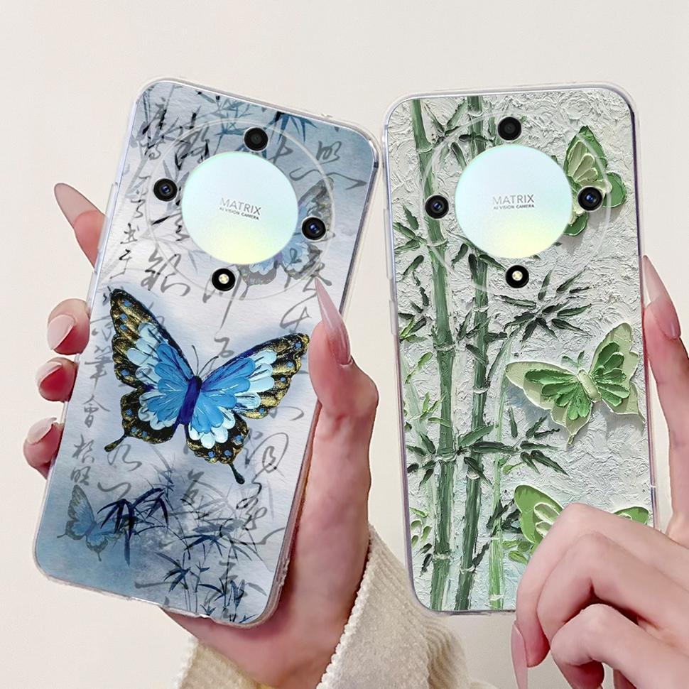 For Honor X9b 5G Case Flowers Butterfly Painted Cover Soft Silicone Casing For Honor X9 X9 b HonorX9b 5G Phone Case