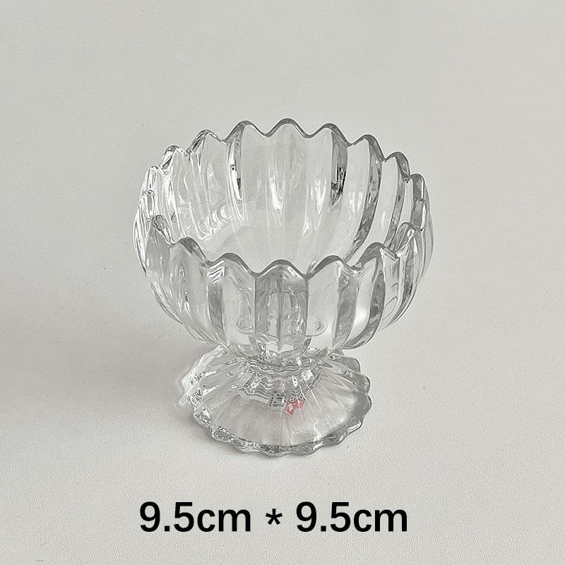 High Legged Glass Bowl Korean Ins Transparent Flower Shape Restaurant Homehold Tableware Ice Cream Dessert Fruit Yogurt Bowls