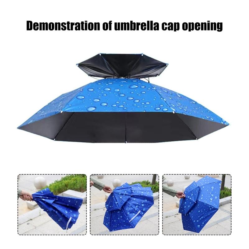 Umbrella Caps with Headband, Water Proof Foldable Umbrella Hat Head Umbrella Hat Fishing Umbrella Hat, Rain Umbrella Hat
