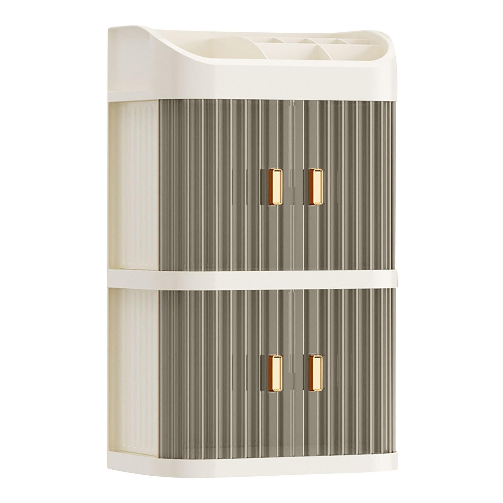 Cosmetic Box Cosmetic Storage Box Drawer-type Desktop Storage Cabinet Dressing Table Sundry Storage Box Large Capacity Three-layer Double Door One Size