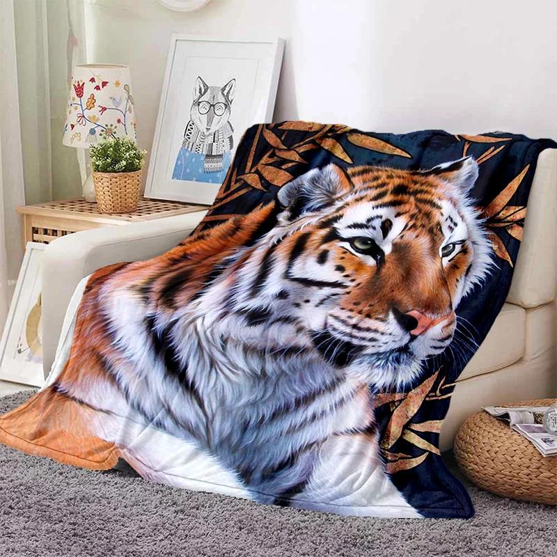 3D Tiger Blanket Super Soft For Spring Autumn Modern Line Art Sherpa Blanket Bedspread Throw Travel Dropship