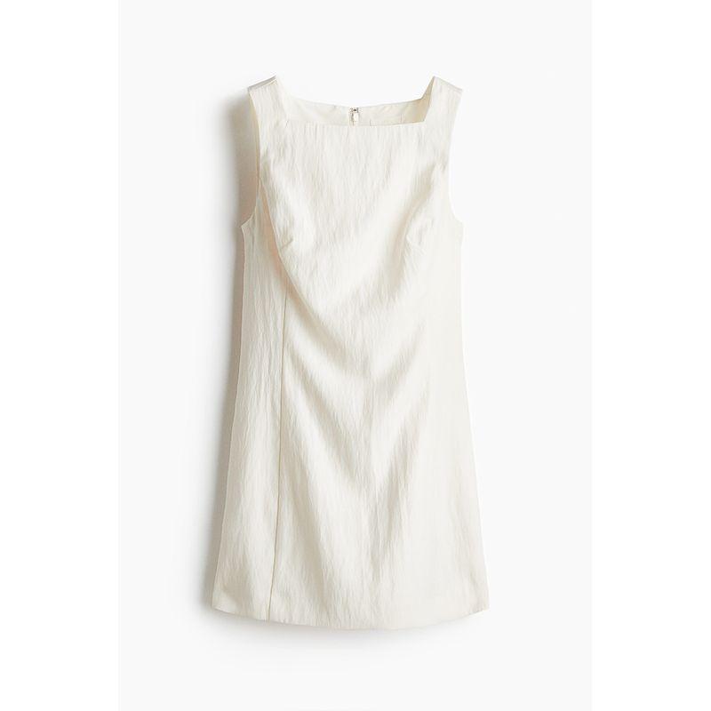 HM Women clothes Gold Style Dress 2025 Summer New Commuter Fashion Twill Square Collar Dress 1289960