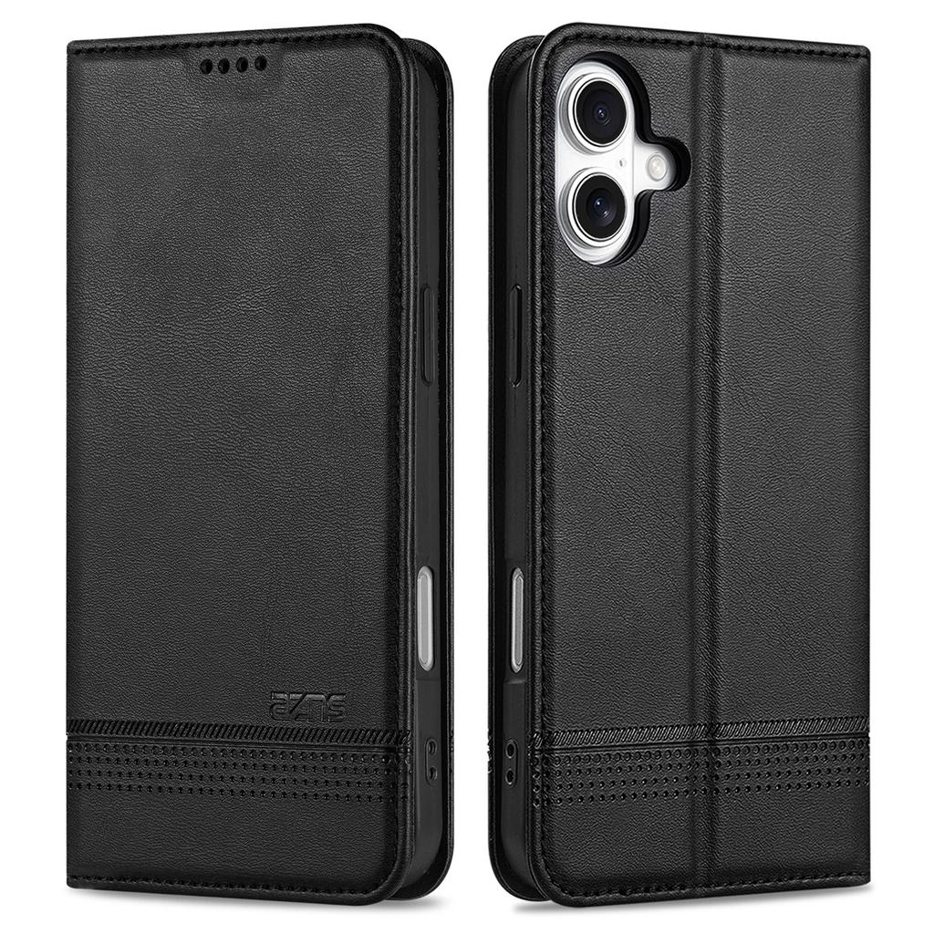 AZNS Für iPhone 16 Hülle Rindsleder Textur PU Leder Brieftasche Handyhülle