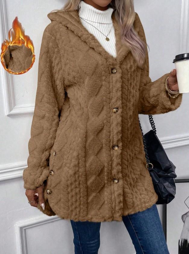 Women S Hooded Fleece Cardigan Long Sleeve Casual Warm Coat