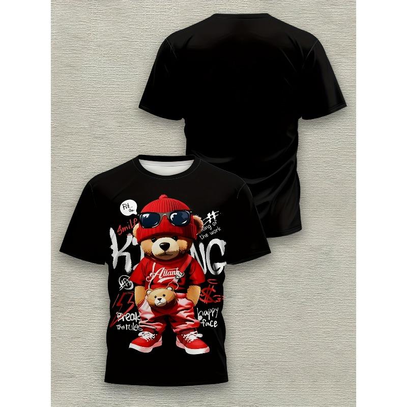 European sizes Men'S Novelty T-Shirt with 3D Digital Print, Short-Sleeved