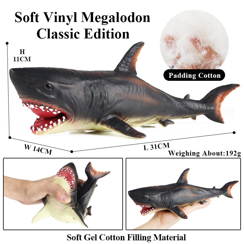 Oenux Ocean Animals Whale Shark Megalodon Crab Starfish Octopus Action Figures Soft Sea Life Model Educational Toy For Kids Gift