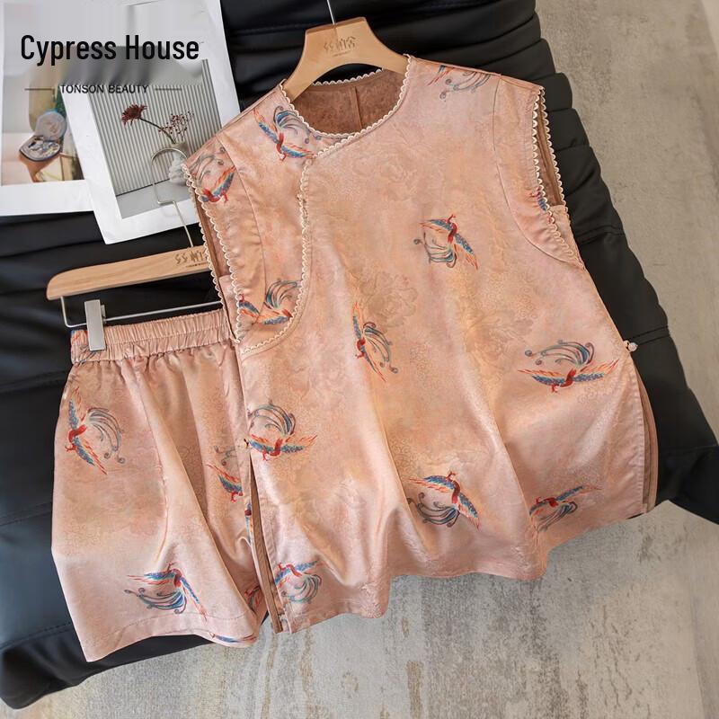 

Women s Jacquard Satin Layered Top and Shorts Set XL