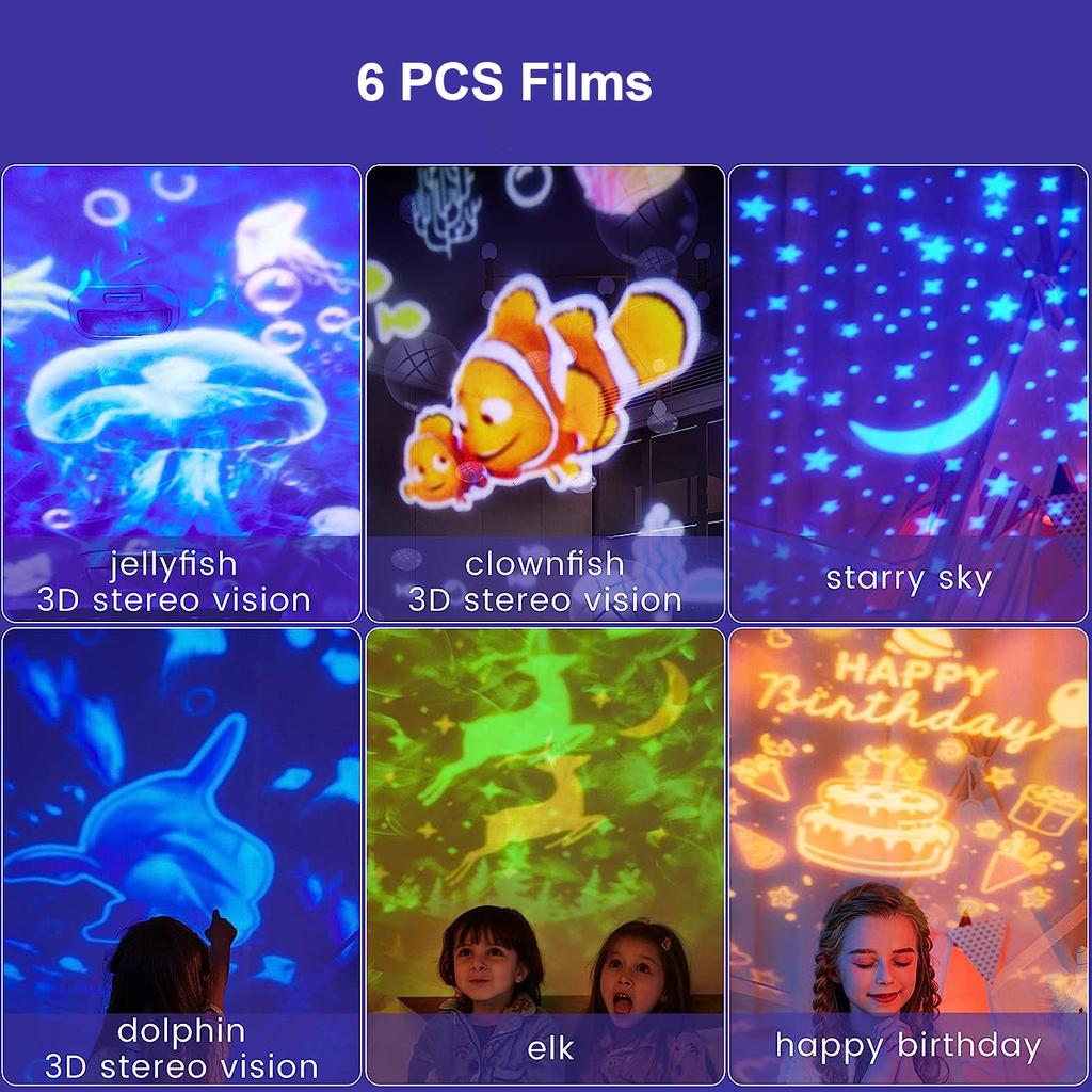 Galaxy Starry Projector Night Light With USB Rechargeable Colorful Ocean Rotate Night Lamp For Kids Baby Christmas Gift