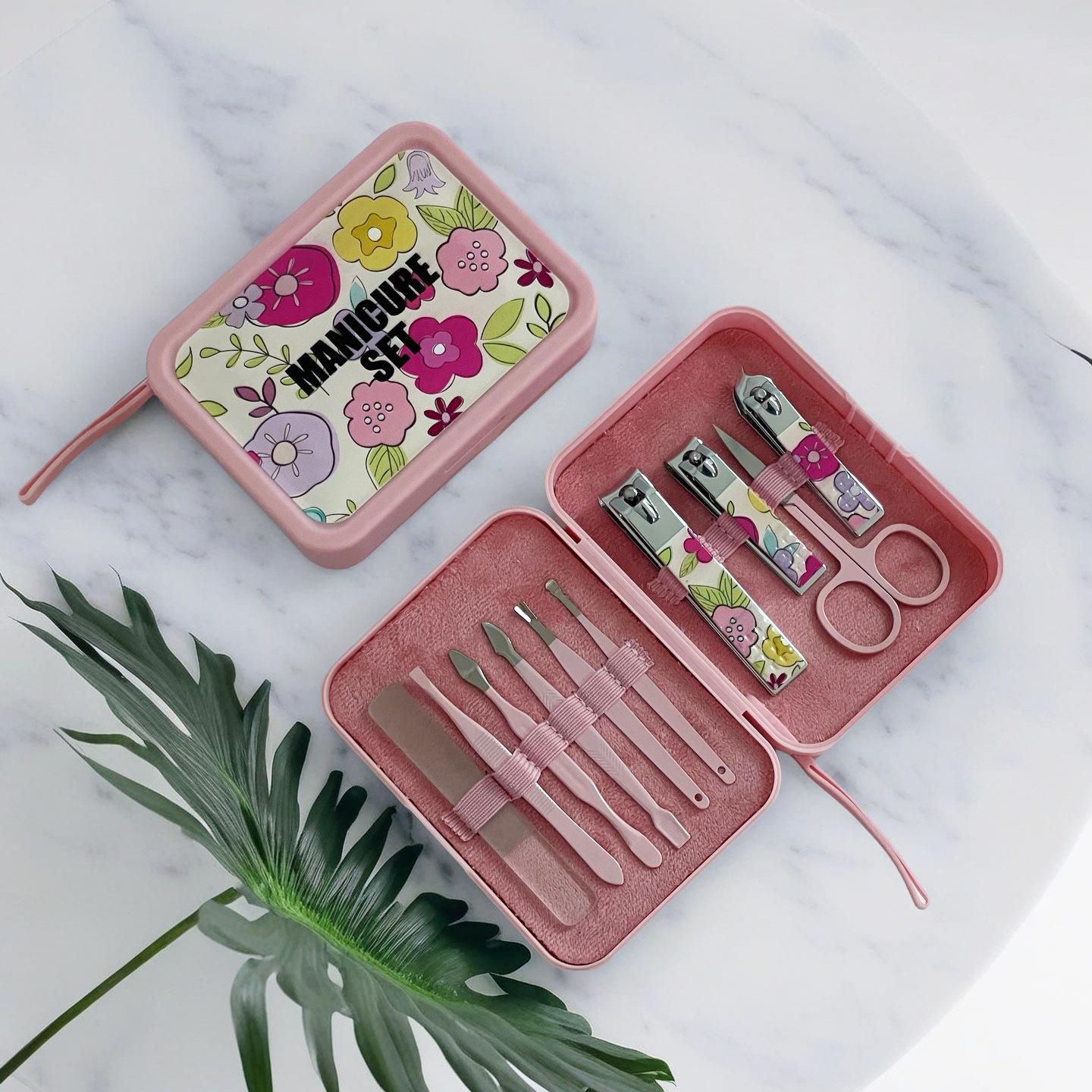 Portable Nail Art Tool Set: Multi-Functional Manicure Kit with Nail Clippers and Files - Ideal Manicure Gift розовый