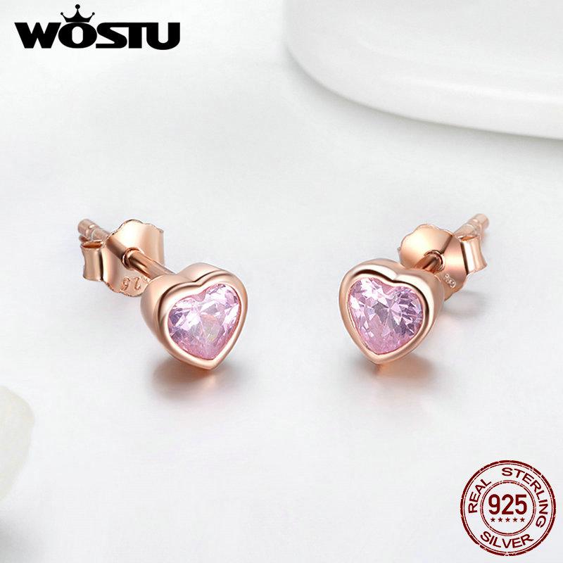 WOSTU Silver Earrings Real 925 Sterling Silver Asymmetrical Heart Hoop Earrings for Women Fashion Silver Earring Jewelry Gift