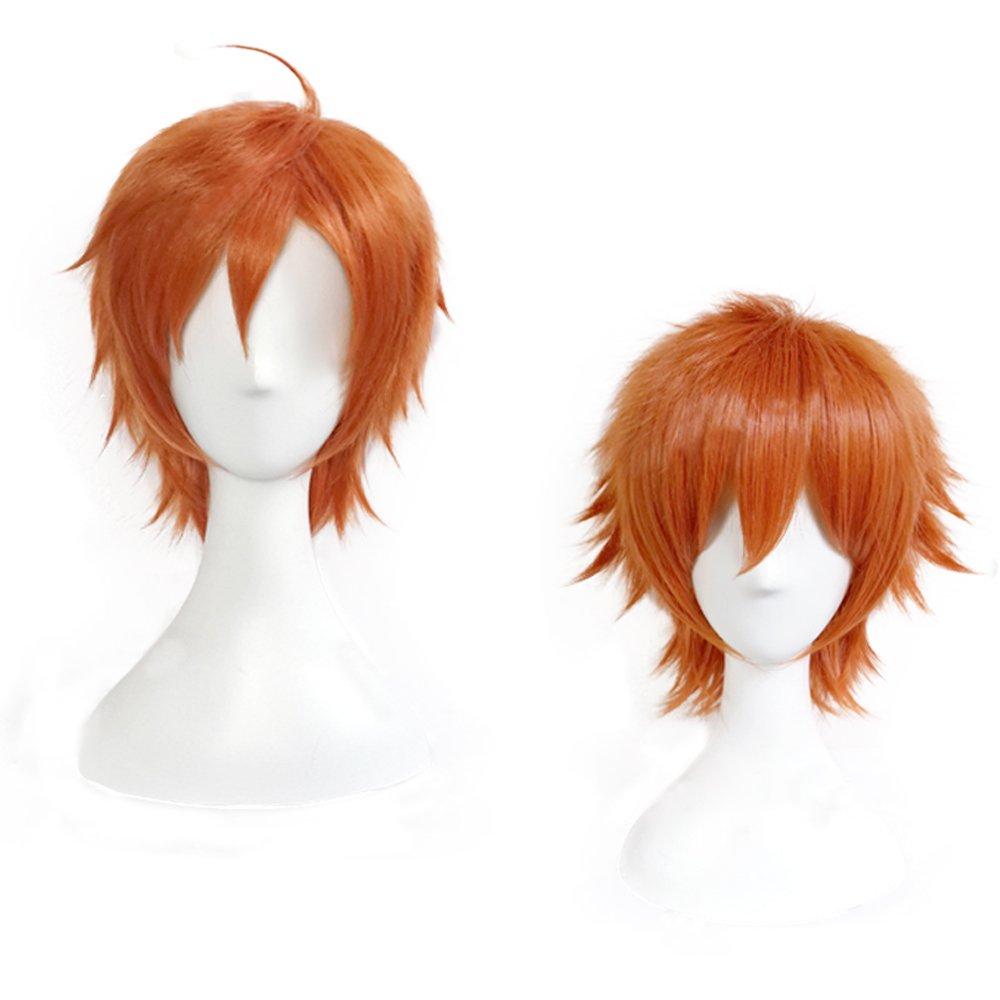 cosplay cool short perfect for Halloween and event costumes 3 bonus items Heat-resistant wig, "Second Castle" style, hair, 30cm, orange, +