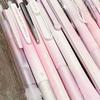 5PCS Boxed Pink Blush Retractable Neutral Pen, 0.5mm Slender Tip, Smooth Writing Ink Pen for Students and Offices