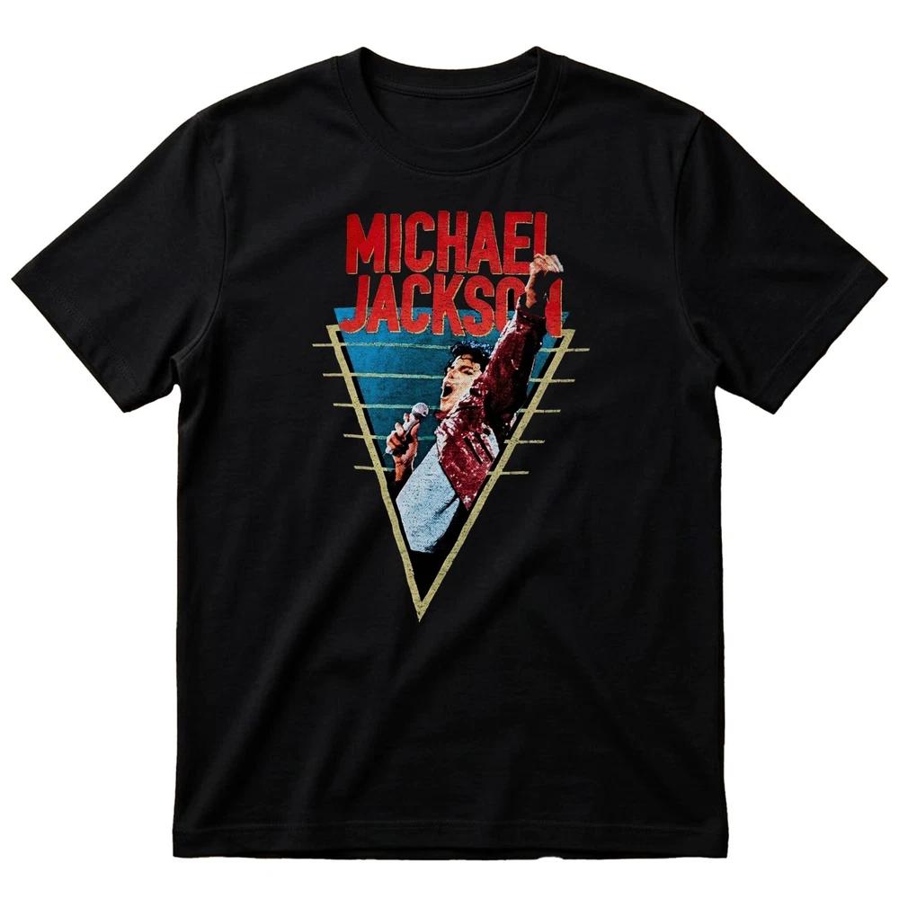 Michael Jackson Red Triangle Concert Graphic Vintage Black TShirt S