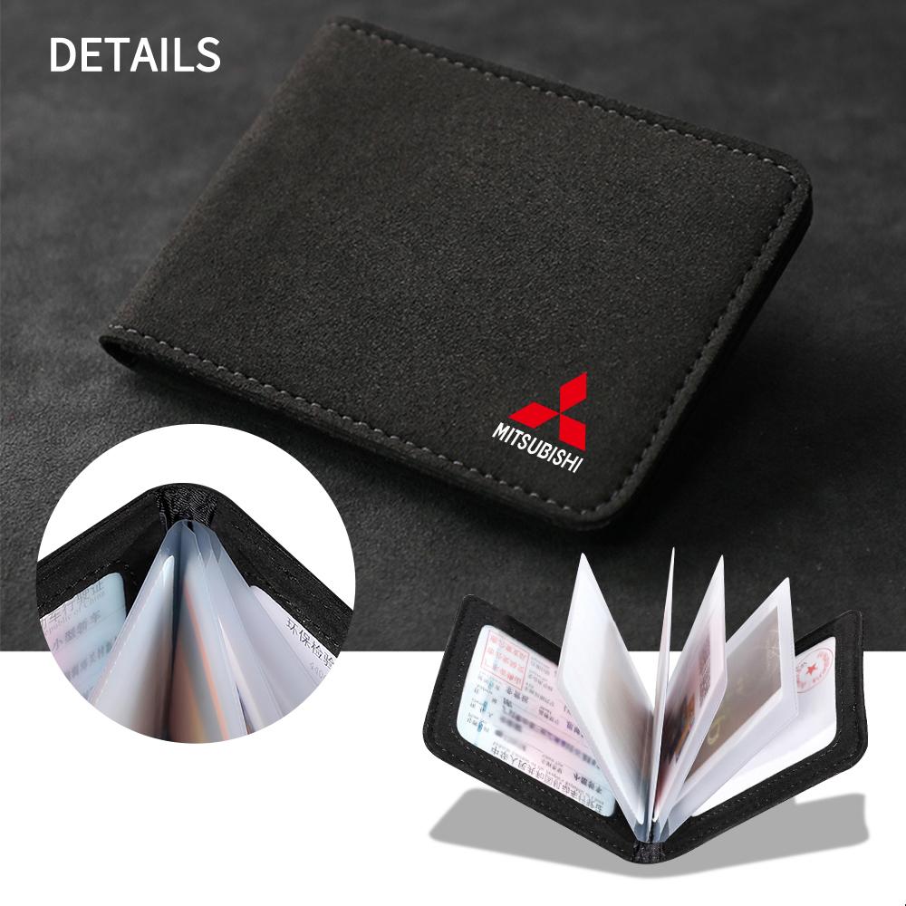 Ultra Thin Driver License Car Leather Wallet Clip For Mitsubishi Pajero Diamante L200 Lancer Galant Mirage RVR Car Accessories