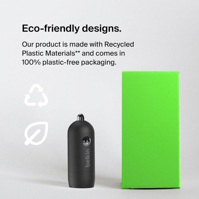 Nabíječka autobaterie - BELKIN - 30W USB PD - Zásuvka zapalovače cigaret - Černá a bílá - USB Type-C