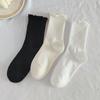 Women's Milk White Lace Ruffled Trim Mid-Calf Socks - Japanese Lolita Style