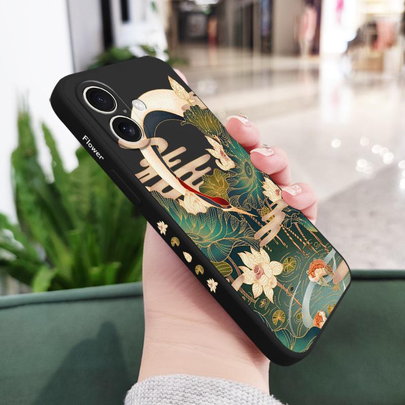 

Golden Lotus Phone Case For iPhone 16 16e 15 14 13 12 11 X XR XS Plus Pro Max Mini Silicone Cover iPhone 16 Pro