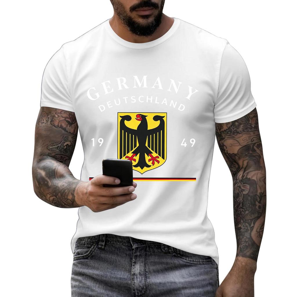 Men's Short Sleeve Crew Neck T-Shirt Germany Deutschland Graphic Print Casual Fit Cotton Blend Soft Fabric