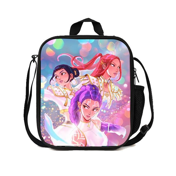 Gedruckte Hexenjäger K-Pop Essensbeutel, Studentin Huntrix Kpop Picknicktasche Kühltasche, Thermoisolierbeutel