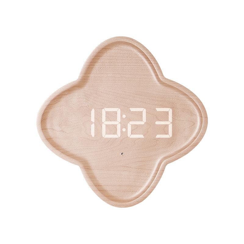 

Настенные часы в новом скандинавском стиле со светодиодной подсветкой для гостиной, часы особой формы, простые часы с цветочным узором G236