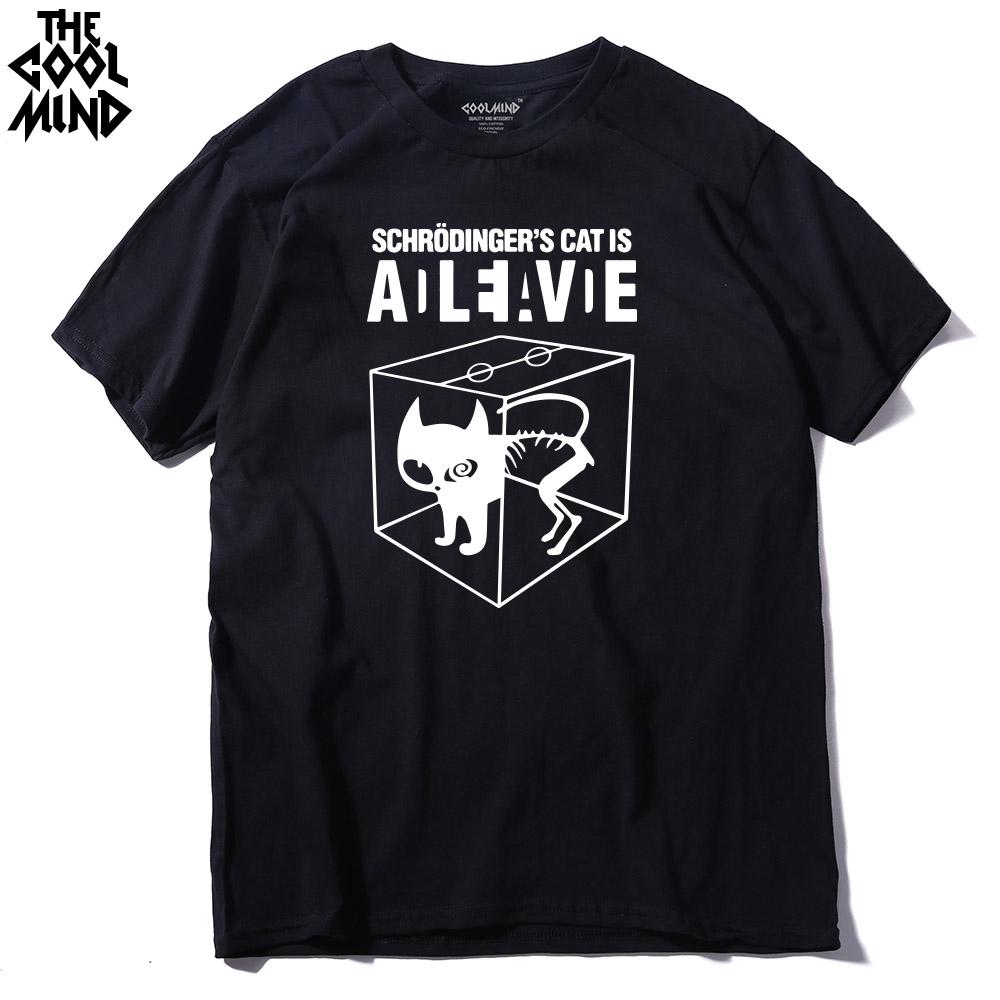 COOLMIND CA0212A 100 Cotton Schrodingers Cat Print Short Sleeve Unisex T Shirt Casual The Big Bang Theory Unisexs Tshirt Summer Tees