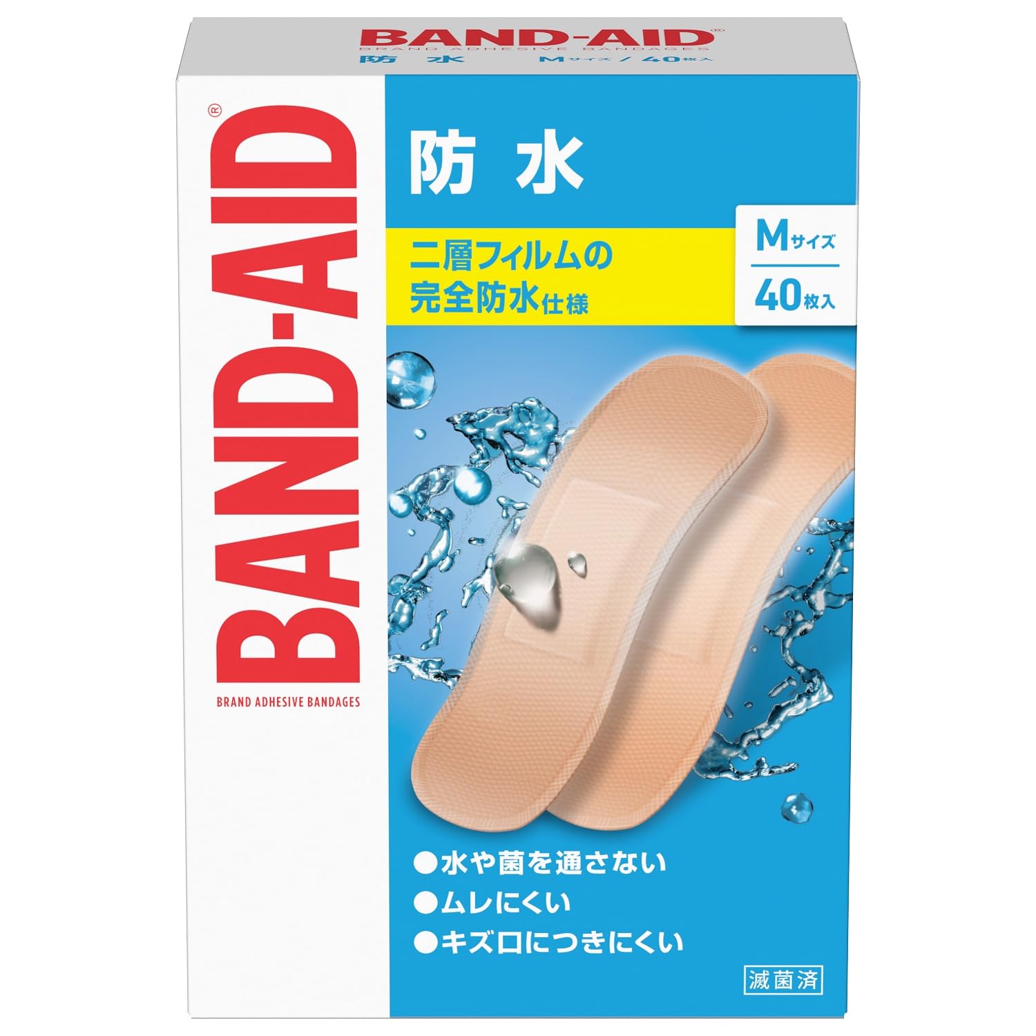 

Waterproof First Aid 40 Count BAND-AID Bandages, Medium, бежевый