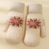 Korean-Style Cute Snowflake Lamb Wool Fingerless Winter Gloves: Thick, Warm, Double-Layered Mittens for Students.